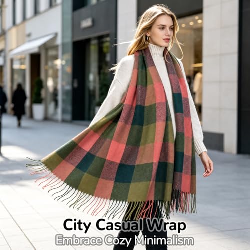 Image of Loritta Winter Scarf for Women, Long Plaid Shawl Wraps Scarves Gifts