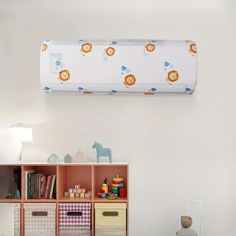 Image of Air Conditioner Cover for 1.5 & 2 Ton Split AC Dustproof Waterproof Stretchable AC Cover with Elastic For All Company 110*33*31 CM (Multi Color Design, 1 Pcs)