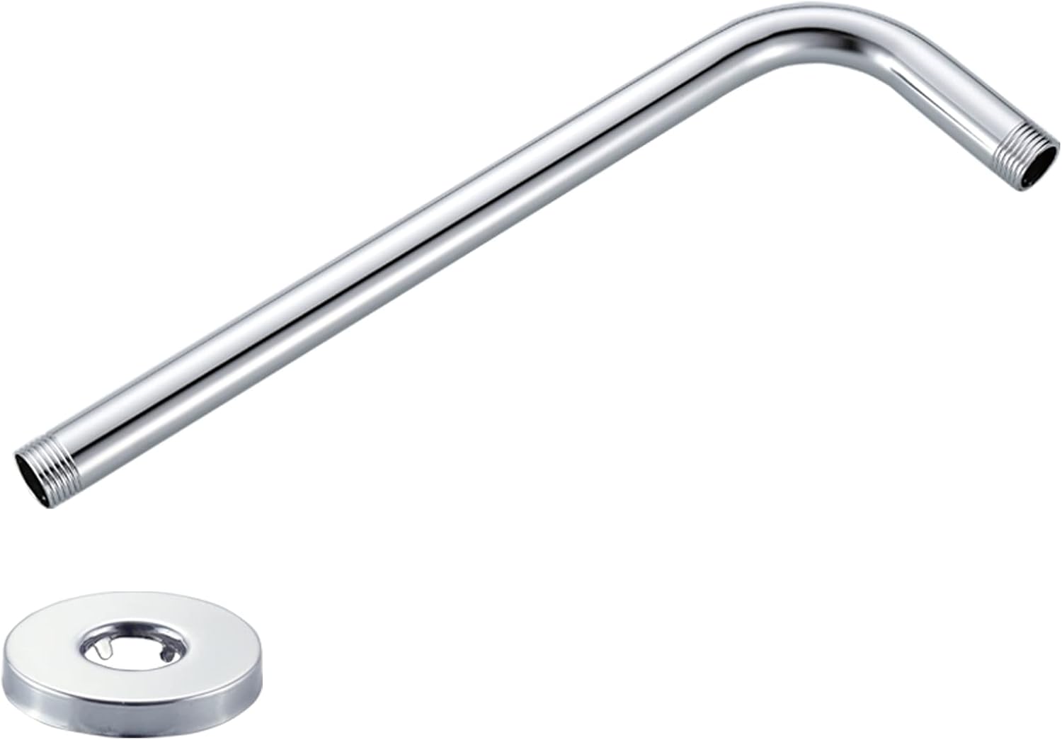 16 Inch Shower Arm Extra Long Solid Brass Rain Shower Head Arm with Flange Wall Mounted, Chrome finish (16inch, Chrome)