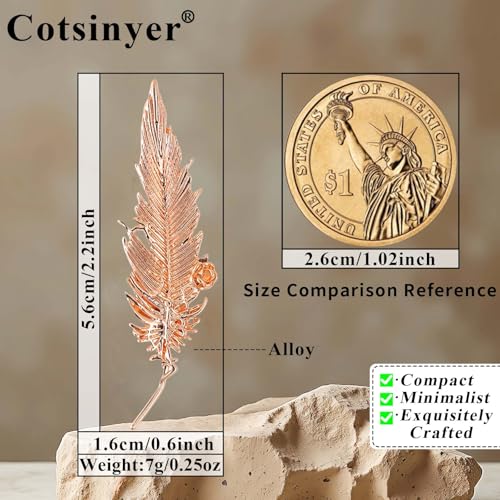 Image of Plated Classic Rose Flower Feather Brooches and Pins for Women Men Fashion Jewelry Delicate Leaf Lapel Dress Accessories Boutonniere Corsage Hat Bag Suit Tie Wedding small,simple
