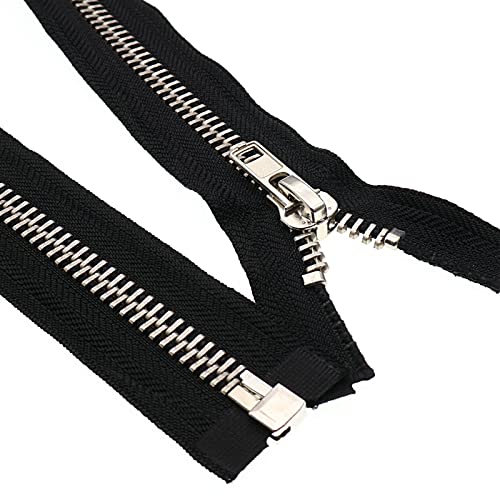 Leekayer #10 27 Inch Zippers for Jackets Sewing Coats Crafts Silver Separating Jacket Zipper Metal Zipper Heavy Duty (27" Silver)