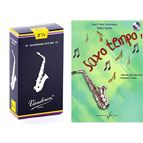 Vandoren SR2125 10 Anches pour Saxophone Alto 2,5 Naturel & Saxo Tempo 1 Cover