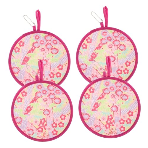 HIAKDOFT 4 piezas Abanicos Plegables de Mano Redondos para Ventilador Portátil Ligero con Memoria de Acero Abanicos Decorativos para Fiestas y Actividades al Aire de Colores Surtidos