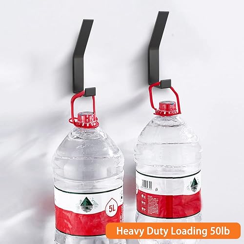 Miniatura 3 de Perchero montado en la pared, paquete de 4 ganchos negros para cuerda de toalla de baño, para cocina, puerta, gabinete, baño, vestíbulos, pasillos y