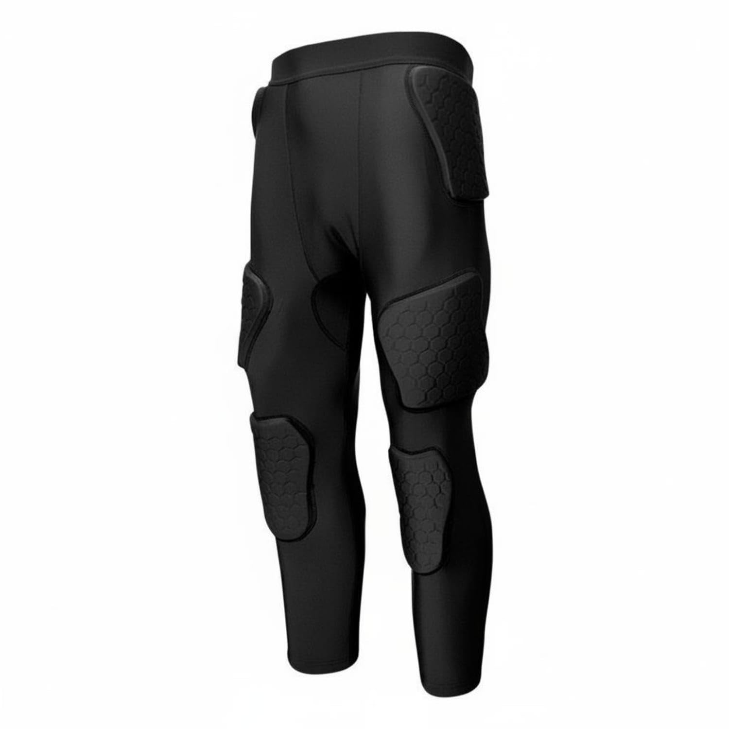 UJEAVETTE Padded Goalkeeper Pants Anti-Collision Padded Training Leggings Shock Absorption Safety Cycling Tights for Goalkeepers, Football Players, Rugby, Black Black Line, M-picture-15