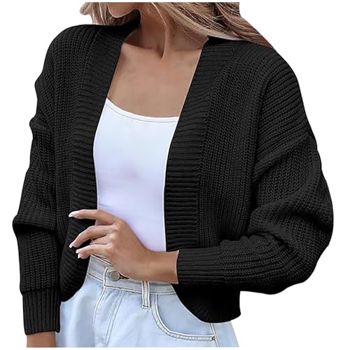 Women Bolero Shrug Cardigan Sweater Open Front Long Sleeve Lightweight Cropped Knit Tops Casual Elegant Cardigans
