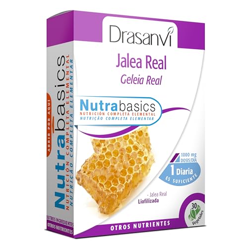 DRASANVI NUTRABASICS JALEA REAL - Rica en vitaminas, minerales y aminoácidos esenciales - Se utiliza Jalea Real liofilizada - SIN GLUTEN - 30 cápsulas vegetales