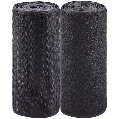 Image of ECOHomes (3 FT x 6 Inch) Strips with Adhesive for Fabric, Black | No Sew, Stick On for Fabric, Sticky Back for Clothes, Curtains, Heavy Duty, Double Sided Hook and Loop Hem Tape Fasteners