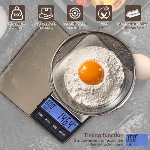 Espressoweegschaal Met Timer 1000 G X 0,1 G, Dunne En Slanke Koffieweegschaal Voor Lekbak, Kleine En Handige Barista-weegschaal, Handige Digitale Zakweegschaal, Mini-barista Koffieweegschaal - Afbeelding 9