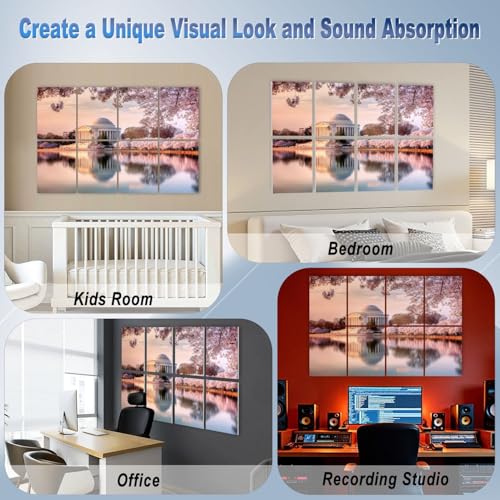 8 Pack Paneles Acústicos Decorativos Autoblocantes Jefferson Memorial Cherry Blossom Festival 48"x32" para Oficina Hogar Estudio miniatura 6