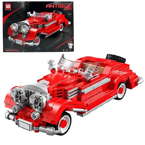 Image of Antique Car Series Building Blocks - 334 Pcs Vintage Retro Classic Car Model Kit | DIY Construction Toy for Kids 6+ & Adults | Educational STEM Engineering Blocks | Collectible Display Model