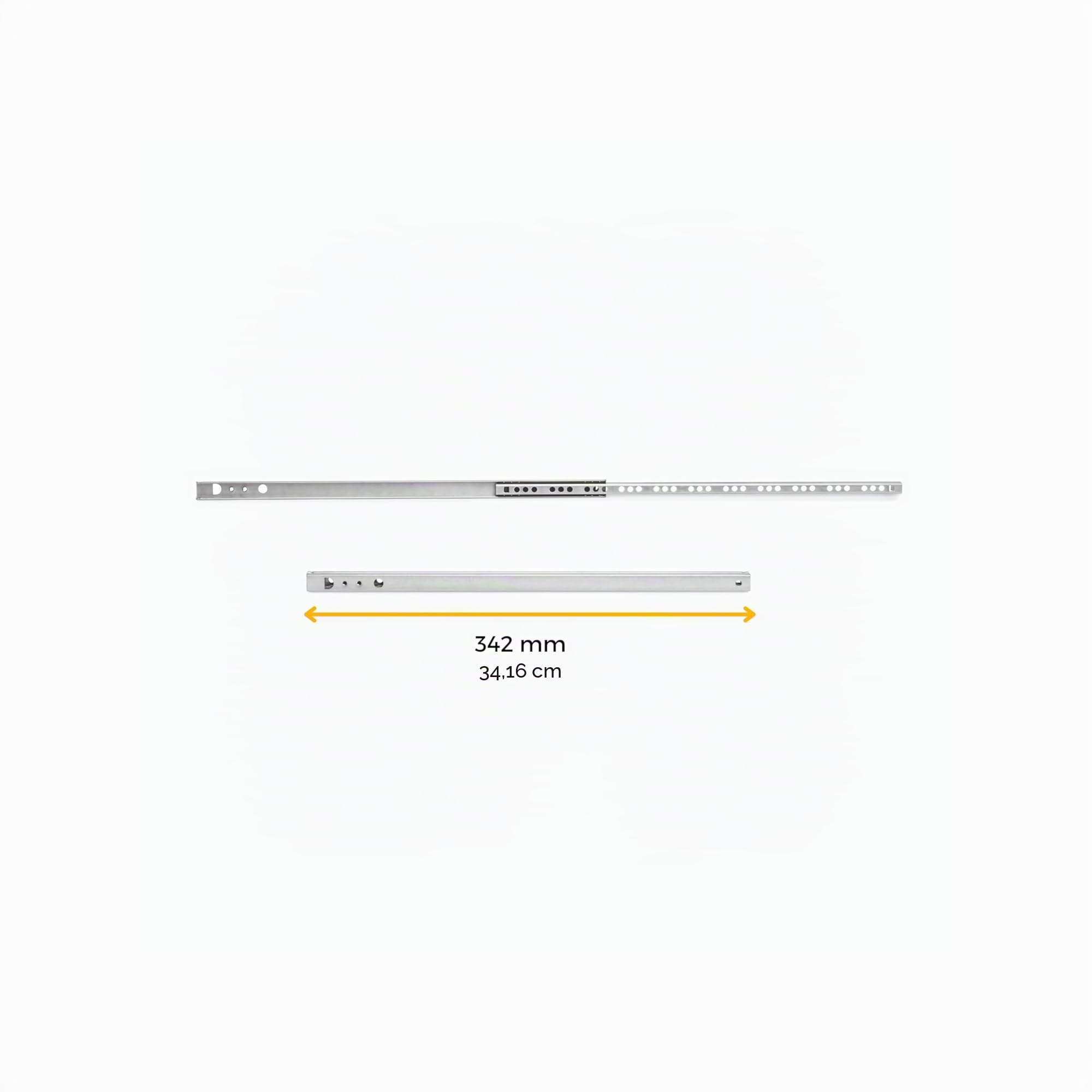 EMUCA - Guías Laterales para cajones con rodamiento de Bolas 17mm x 342mm, extracción Parcial, Pack de 5 guías