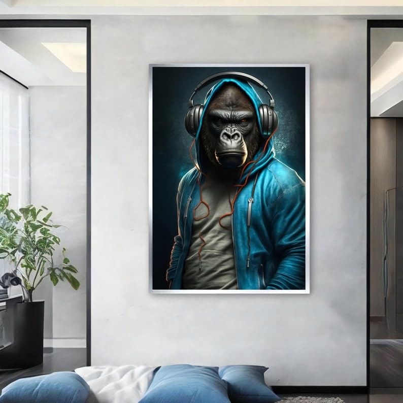 Portrait de chimpanzé cool : affiche et impression sur toile 20x30cm - 2