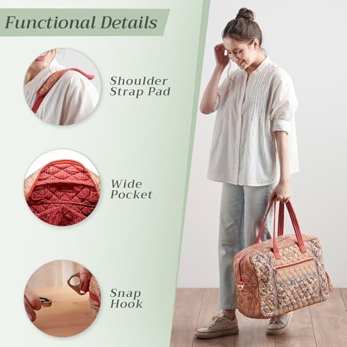 Maison d' Hermine Weekender Bags for Women Cotton Quilted Duffel Overnight Luggage Weekend Bag for Men Gym Sports Gifts Travel Business Travellers Family Trip (Asmi)4