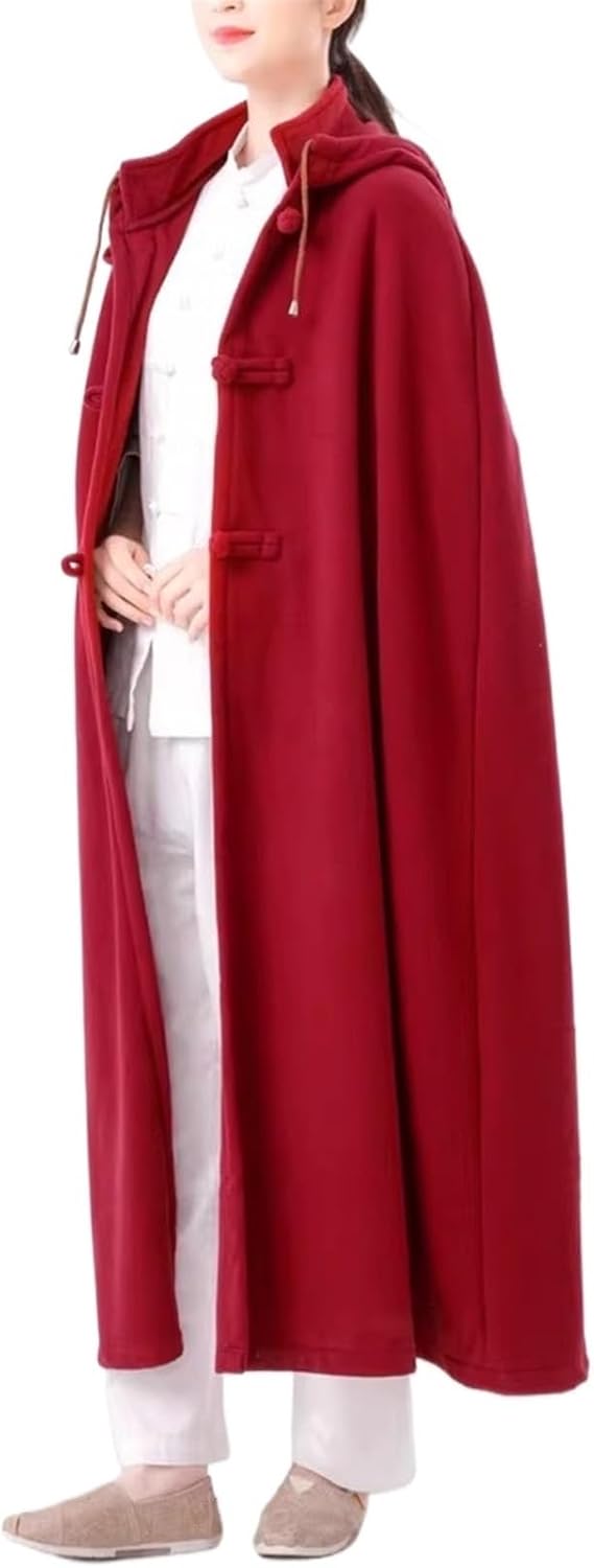 Meditation Buddhist Hooded Cloak Zen Robe Men Women Soft Warm Fleece Hooded Cape for Yoga Lounge Wear Holiday