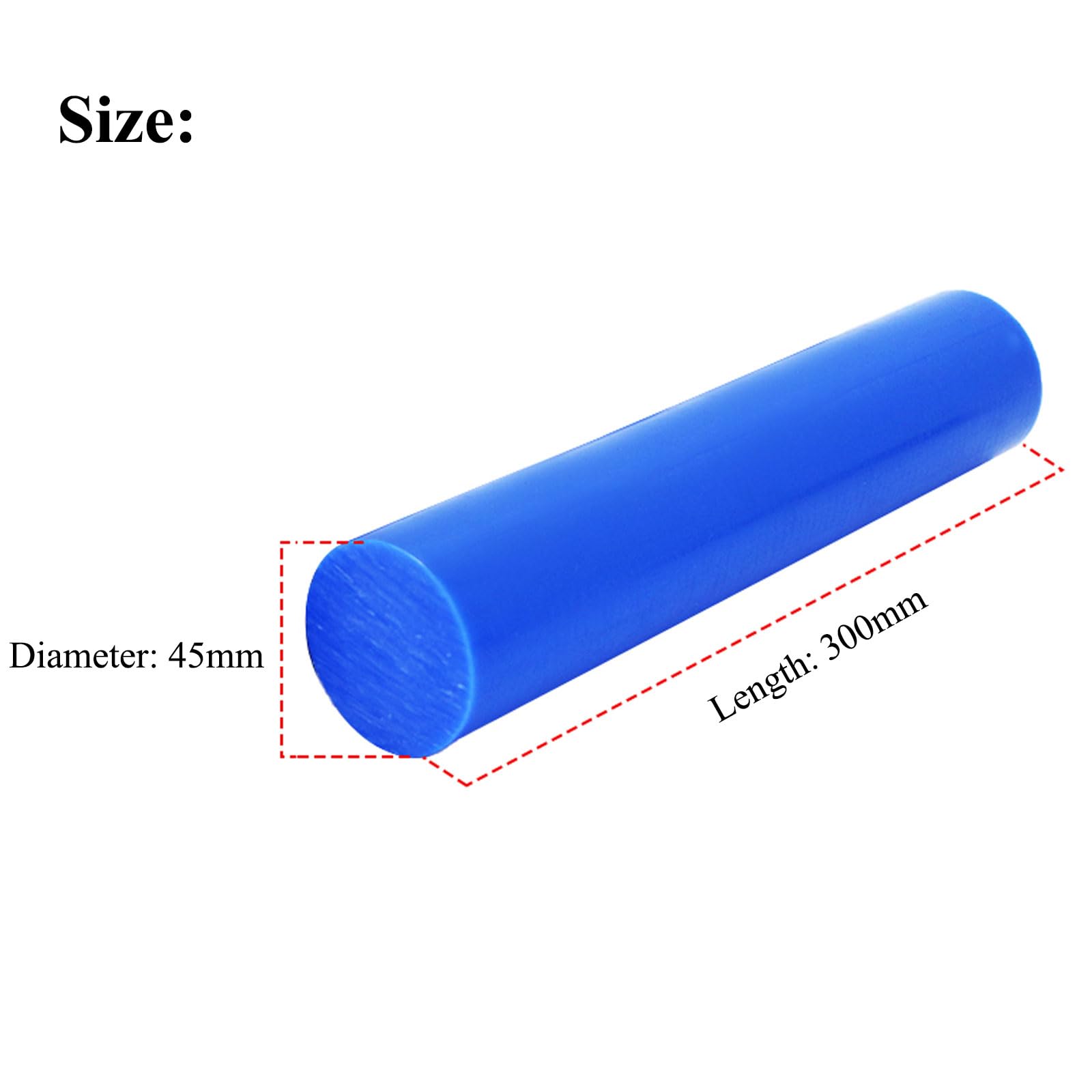 Blue PA6 Nylon Solid Rod, for Machinery Parts, 2Pcs