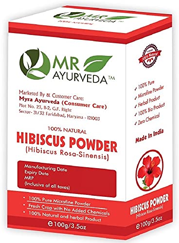 Image of MR Ayurveda 100% Organic Hibiscus Powder | Hibiscus Flower Powder | Gudhal Powder for Hair | Hibiscus Powder for Skin - Set of 2 (200 Grams)