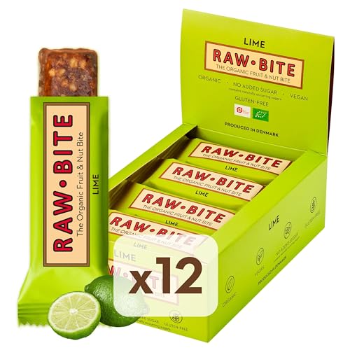 Raw Bite Barrinha ecológica de lima e gengibre - embalagem de 12 x 50 g - total: 600 g