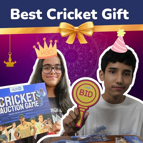 Image of Cricket Auction Game | Cricket Card & Family Board Game | Strategic Bidding for Kids & Adults | Screen Free Games for Kids | Sports Themed | 2-5 Players (Ages 14+)