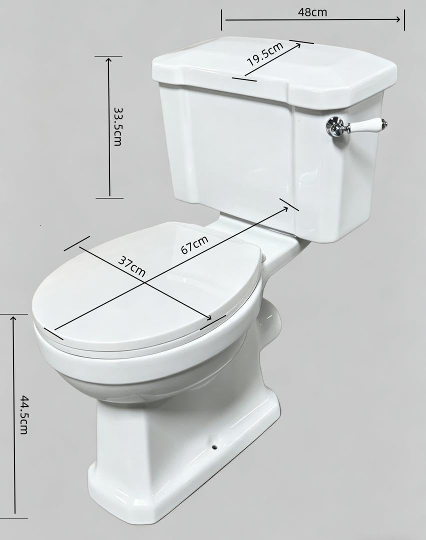 Inodoro empotrado cerrado retro con asiento desmontable de cierre suave negro, blanco