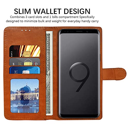 Image of Flip Cover Back Case for Samsung Galaxy S9 Plus | Premium Leather Finish | Inbuilt Pockets & Stand | Flip Cover Back Case for Samsung Galaxy S9 Plus (CamelBlue)