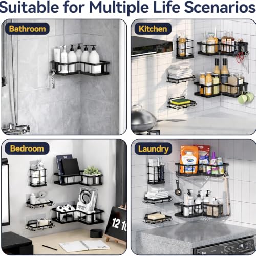 Image of URBANMONK 5-Pcs self Adhesive Corner Bathroom Organiser Without Drill | No Drill Bathroom Corner Shelves & Accessories | Corner Shelf for Bathroom Organisers, Soap Holder, Toothbrush Holder