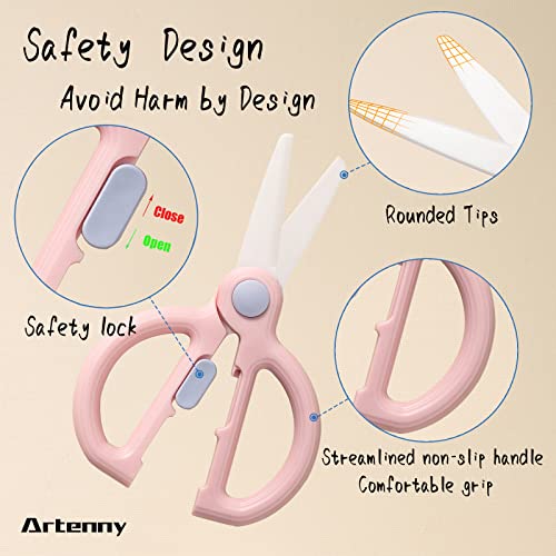 Artenny Baby Food Scissors Kids With Case Travel, Ceramic Kitchen Scissors For Food With Safety Lock, Baby Food Cutter, Bpa Free (C) #TOP2