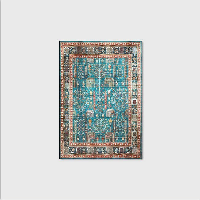 Rug-QJDDUP Tapis Salon 200 X 300 Cm, Grand Tapis Vintage Traditionnel Oriental Multicolore Design Rouge Orange Jaune Moutarde Bleu Sarcelle Turquoise Vert Emeraude Gris Beige, Multicoloured