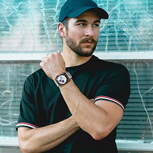 JOMOQ Stainless Steel Strap Compatible for Apple Watch Bands 38mm 40mm 42mm 44mm, Adjustable Metal Loop Replacement Wrist Band for Series 6 5 4 3 2 1 se (Silver+Black, 42mm/44mm) - Thumbnail 3