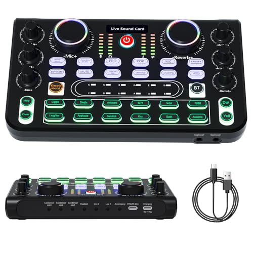 Bluetooth Stereo Audio-Mixer - Live-Soundkarte und Audio-Interface mit DJ-Mixer-Effekten und...