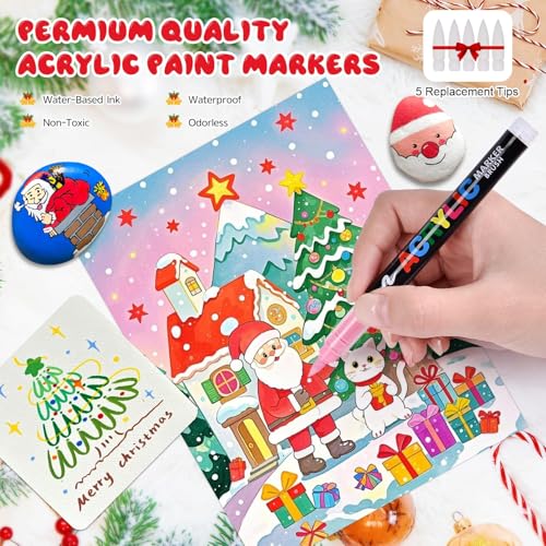 Image of Acrylic Paint Markers Brush Tip 120 Colors, Automatic Ink Control System, Premium Acrylic Paint Pens for Canvas, Rock Painting, Glass, Wood, Ceramic Surfaces, DIY Crafts (Includes Replacement Nibs)