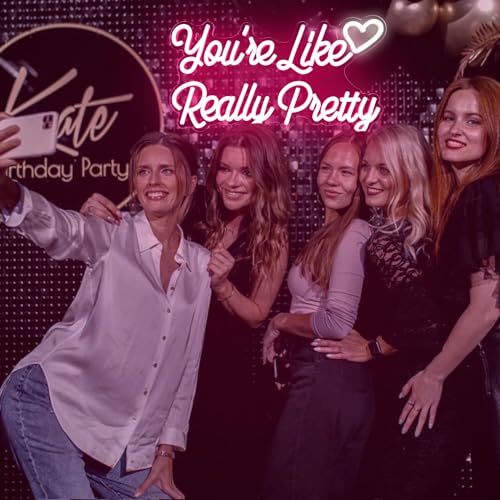 Image of You're Like Really Pretty Neon Sign for Wall Decor, Heart LED Neon Light, Pink Custom Neon Signs for Girls Bedroom Wedding Aesthetic Engagement Birthday Party Holiday Girlfriend