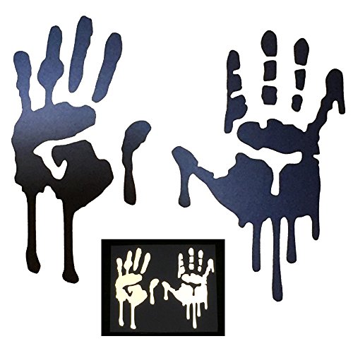 customTAYLOR33 High Intensity Grade Reflective Bloody/Dripping Hands Decals for Helmets, Windscreens, Rear Windows, Bumper Stickers (5 inches Height, Black)