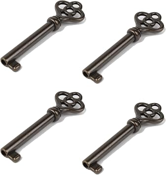 Antique Hollow Barrel Skeleton Key KY-3AB 4pcs Fit Cabinet Doors, Dresser Drawers, Grandfather Clocks,Antique, Vintage, Old Furniture ect