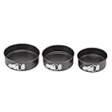 WIHFHGZ 3Pcs Springform Pan Set with Removable Bottom, Round Cake Pans 22/24 / 26, Non Stick Carbon Steel Bakeware - Easy Release Stainless Steel Clasp, Ideal for Cheesecake Pizza Brea (20/22/24)