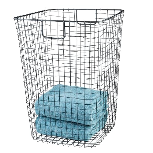 G.E.T. WB-301-MG Heavy Duty Iron Wire Utility Storage Basket, Square, 16.5" x 16.5" x 25"