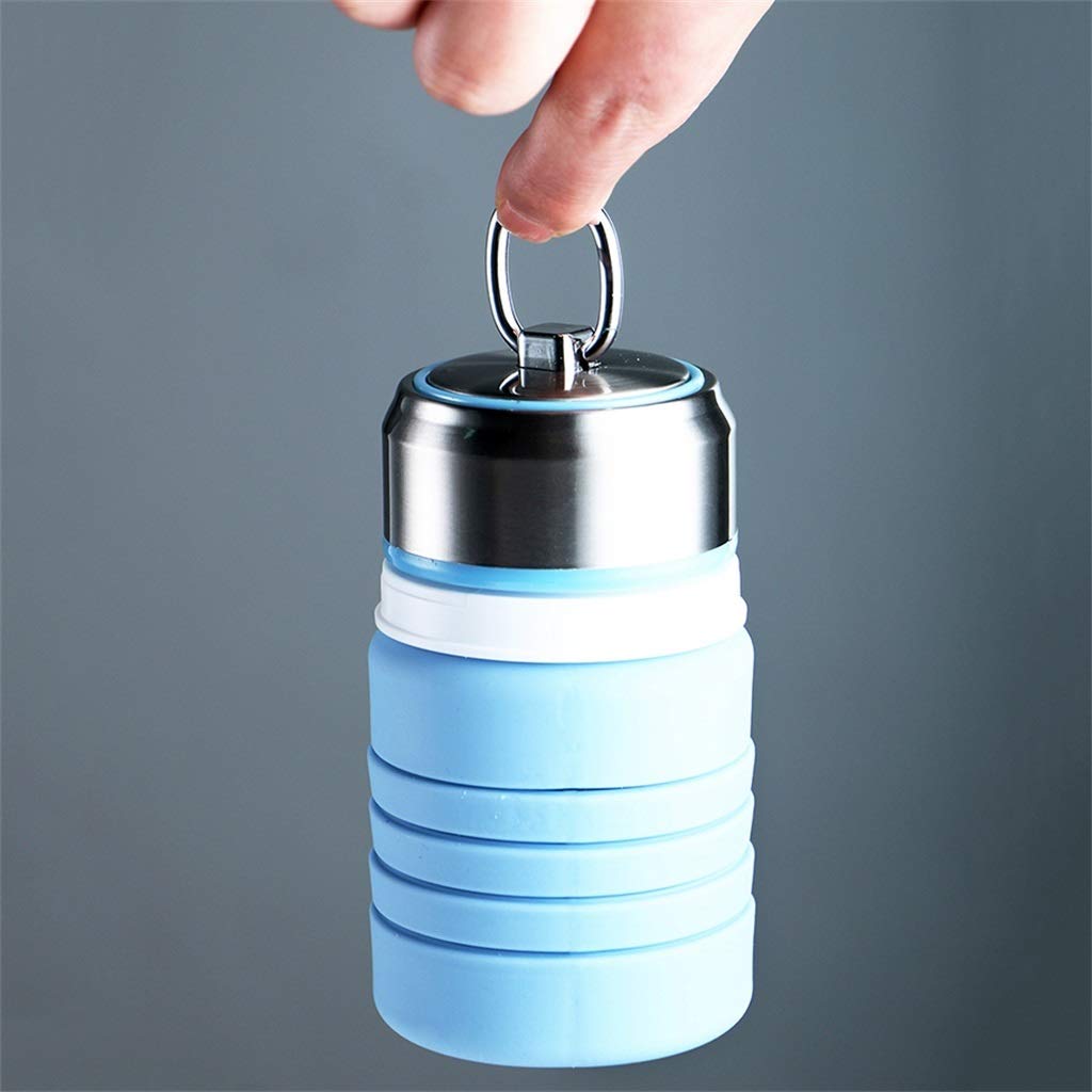 Bottiglia d'Acqua Pieghevole, 400ml Piccolo E Portatile BPA-Libera Regolabile (4 Colori)