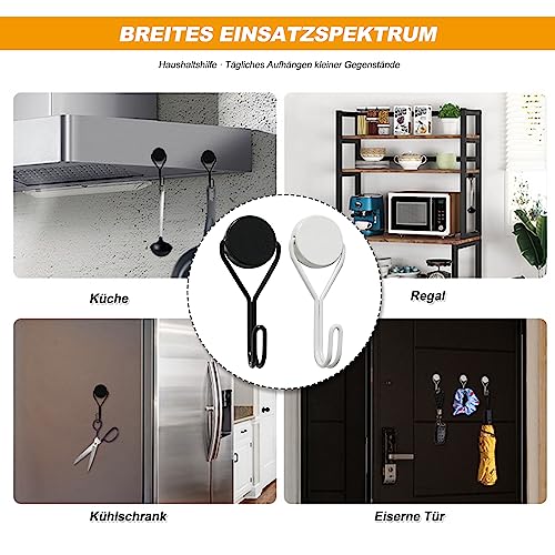 Puedno 6 Stück Magnethaken Extra Stark 20mm Neodym Magnet Haken Drehbar hält 13KG Super Starker Magnet Haken Mit Haken für Küche Decke, Büro Kühlschränke Grill