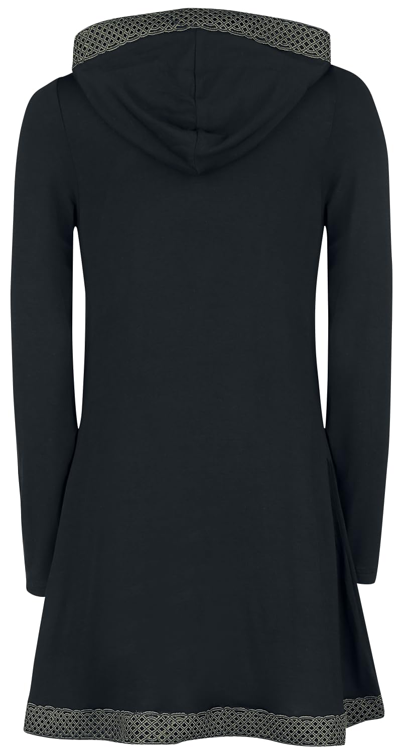 Black Premium by EMP Damen schwarzer Cardigan mit Kapuze und Knoten-Borte