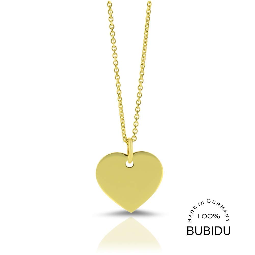 333 /- Gold Kette Taufschmuck Herz mit Gravur Gelbgold Namenskette Schmuck zur Taufe Gravur moderne Taufkette aus Gold mit Namen Geburt Heilige Taufe Taufgeschenk Mädchen Goldherz