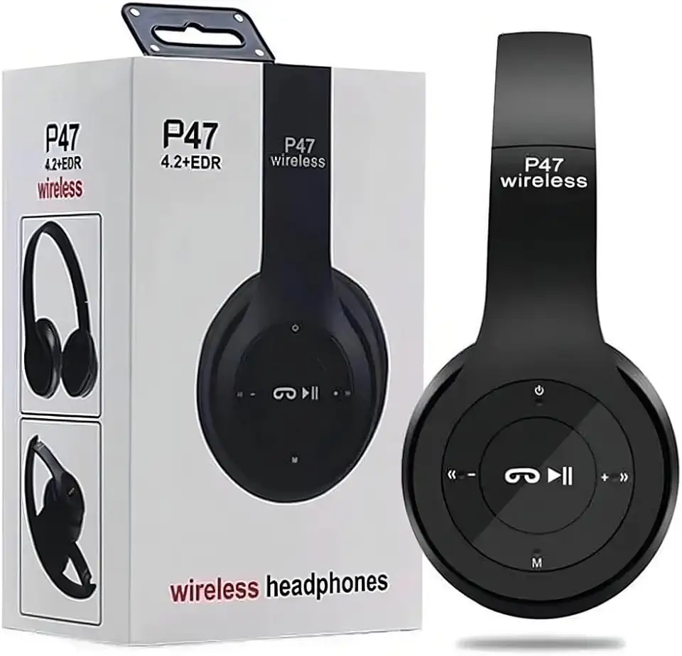 Fone De Ouvido P47 Headphone Sem Fio Bluetooth Micro SD FM (preto)