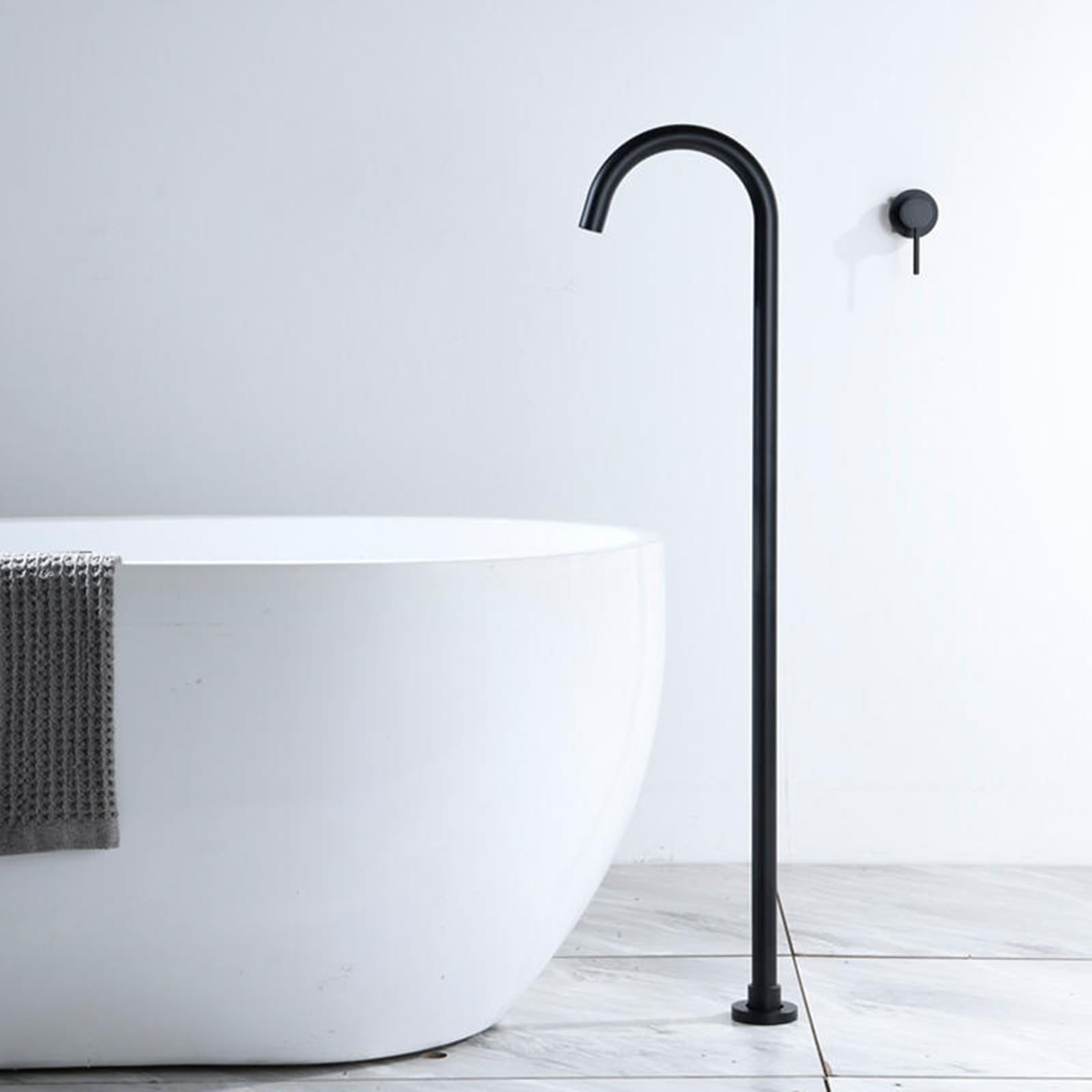 WOTZOV Free Standing Bath Taps Mixer Hot And Cold Single Handle Concealed Bath Taps Brass Freestanding Bathtub Faucet, Black