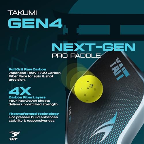 Image of Takumi USAPA Approved GEN4 Pickleball Paddle|16mm Professional Pickle Ball Racket| 1 Year Warranty| Thermoformed| Japanese Toray T700 Carbon Fiber |VA Core Tech | Dual Foam Walls| with Cover Bag