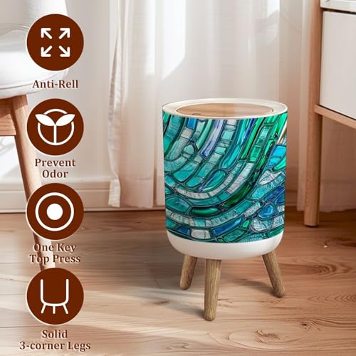 Caneca de basura pequeña con tapa diseño abstracto 1.8 gal miniatura 2