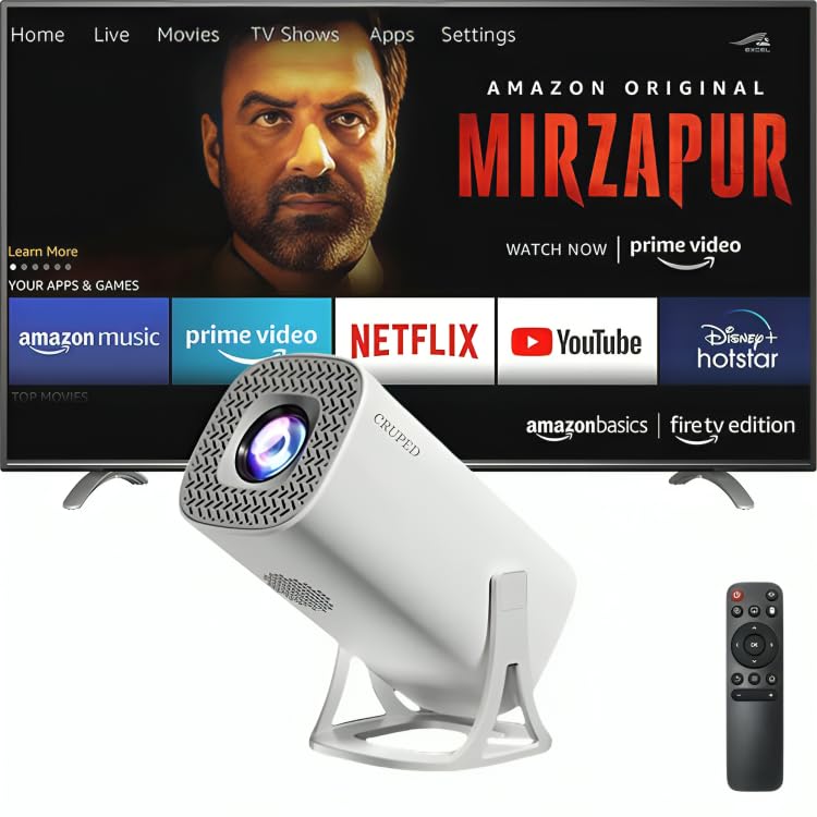 CRUPED Smart Projector for Home 4K Support Android 13 | WiFi 6 & Bluetooth | 2X Brighter, 1080P & 4K Support, Rotatable Design, Auto & 4D Keystone with Netflix, Prime YouTube-image-30