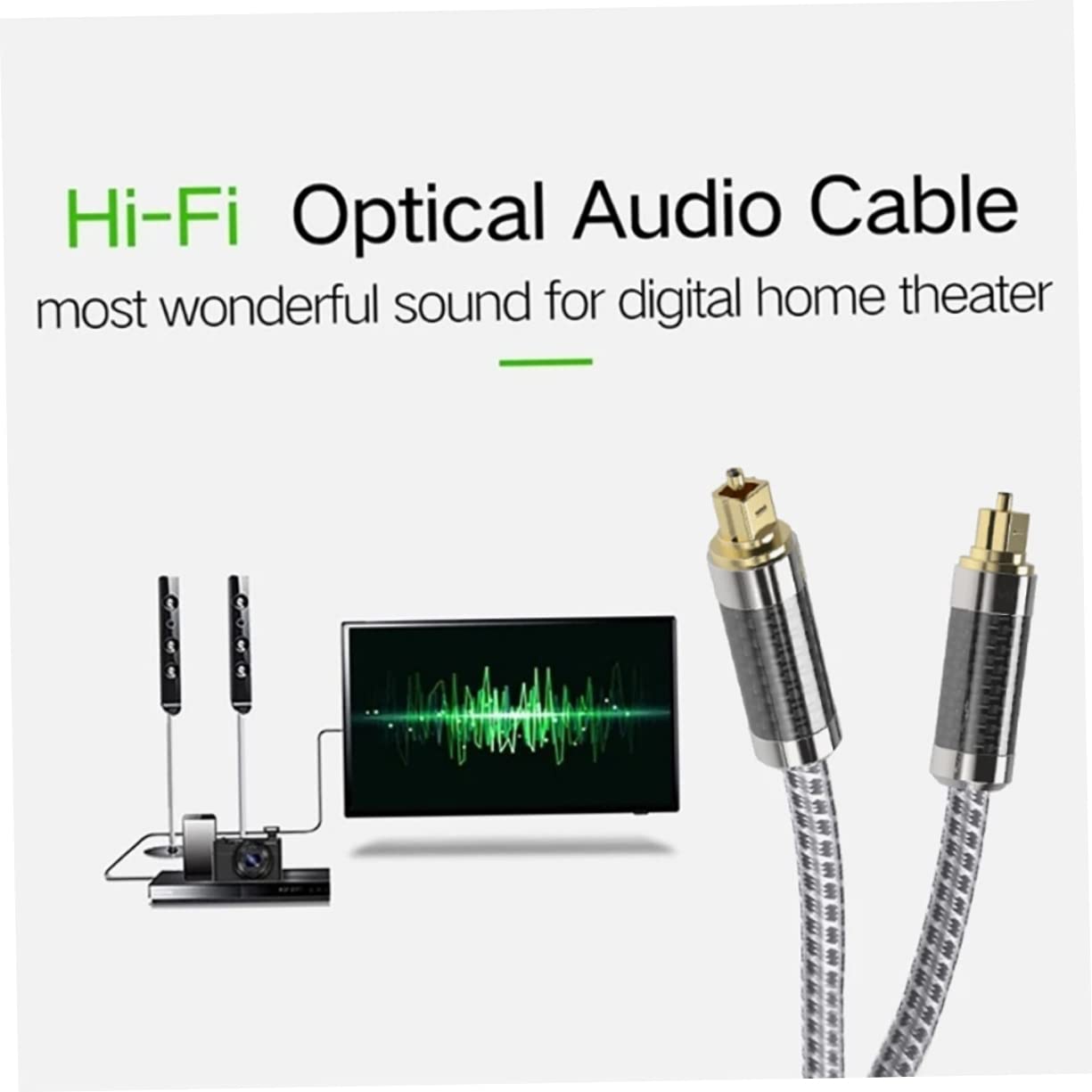 Hemobllo Cavo Audio Ottico Metri Cavo Audio Digitale Maschio-maschio Flessibile Connettori Placcati in Oro Per Trasmissione Segnale Alta Fedeltà Senza Interferenze