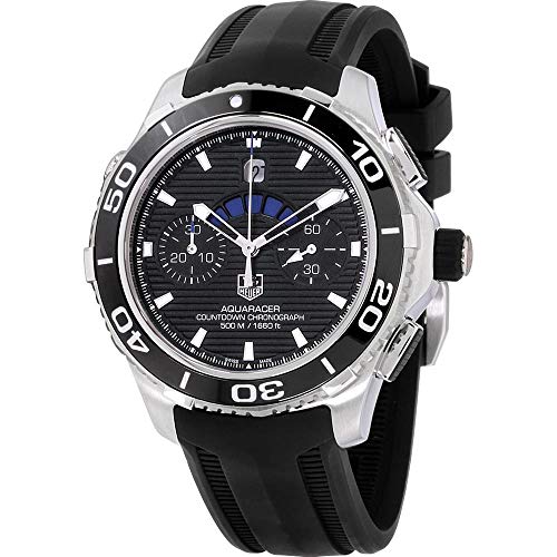 Tag Heuer Aquaracer Automatic Chronograph Black Dial Black Rubber Mens Watch CAK211A.FT8019
