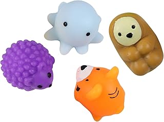Curious Minds Busy Bags Set of 4 Mochi Squishy Animals - Cute Kawaii - Sensory, Stress, Fidget Party Favor Toy