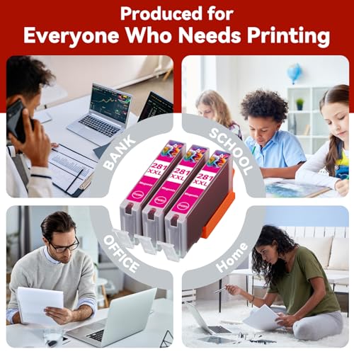 Image of CLI-281 Ink Cartridge Replacement for Canon CLI-281XXL 281XXL 281 Use for Canon PIXMA TS6320 TR7520 TS8120 TS8320 TR8520 TS9120 (3-Pack CLI-281XXL Magenta)