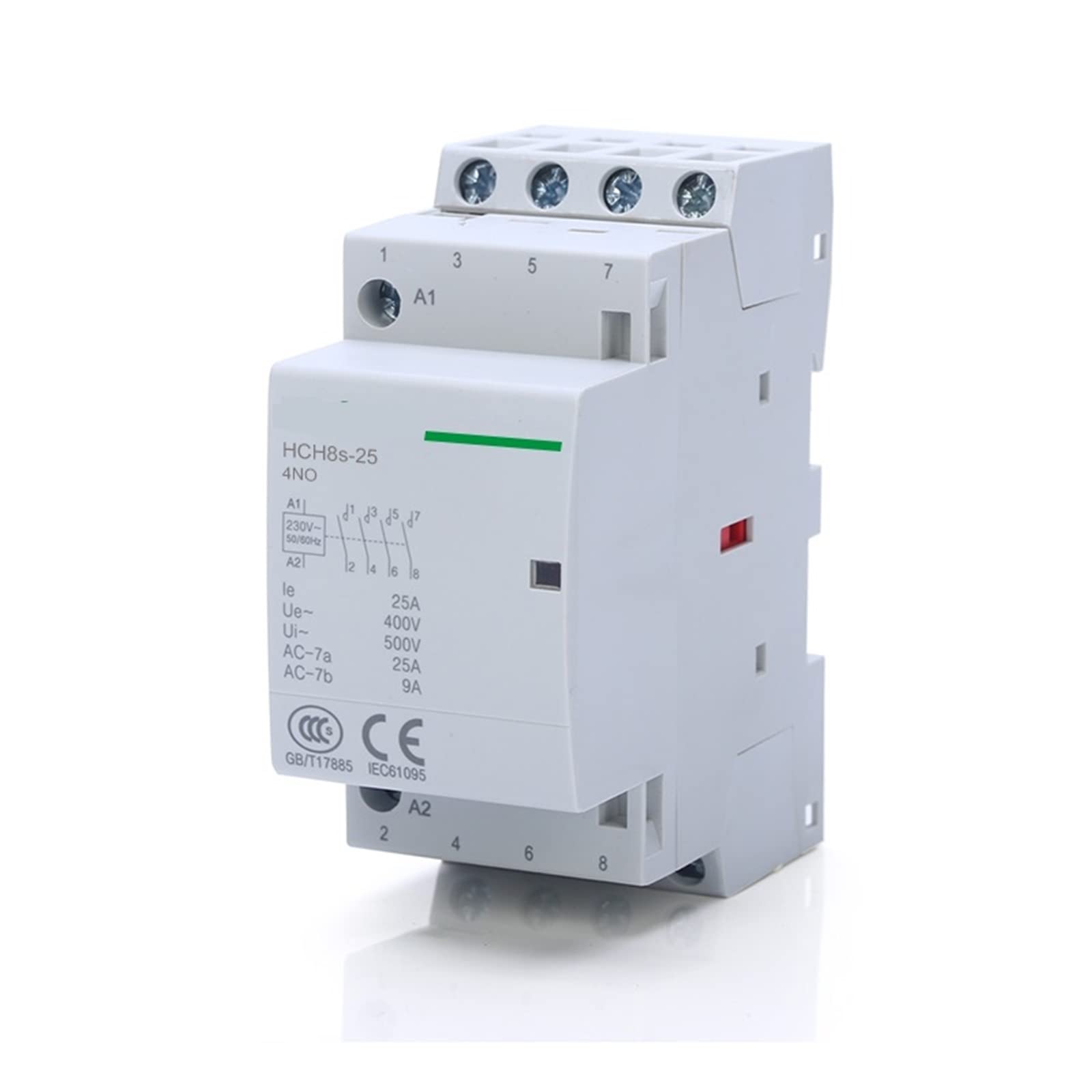 Contactor Modular HCH8s-25, 4 Polos, 16 A, 20 A, 25 A, NA, NC o 2, 24 V, 110, 220, contactor automático doméstico, Tipo riel DIN, 1 Unidad | 4P 25A 2NO2NC AC24V